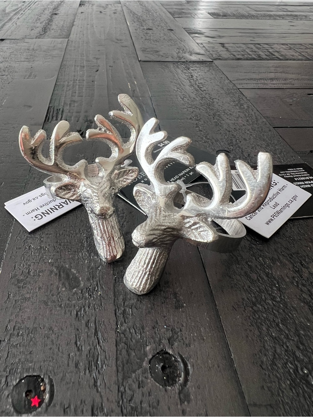Silver Reindeer Napkin Rings - Set of 8